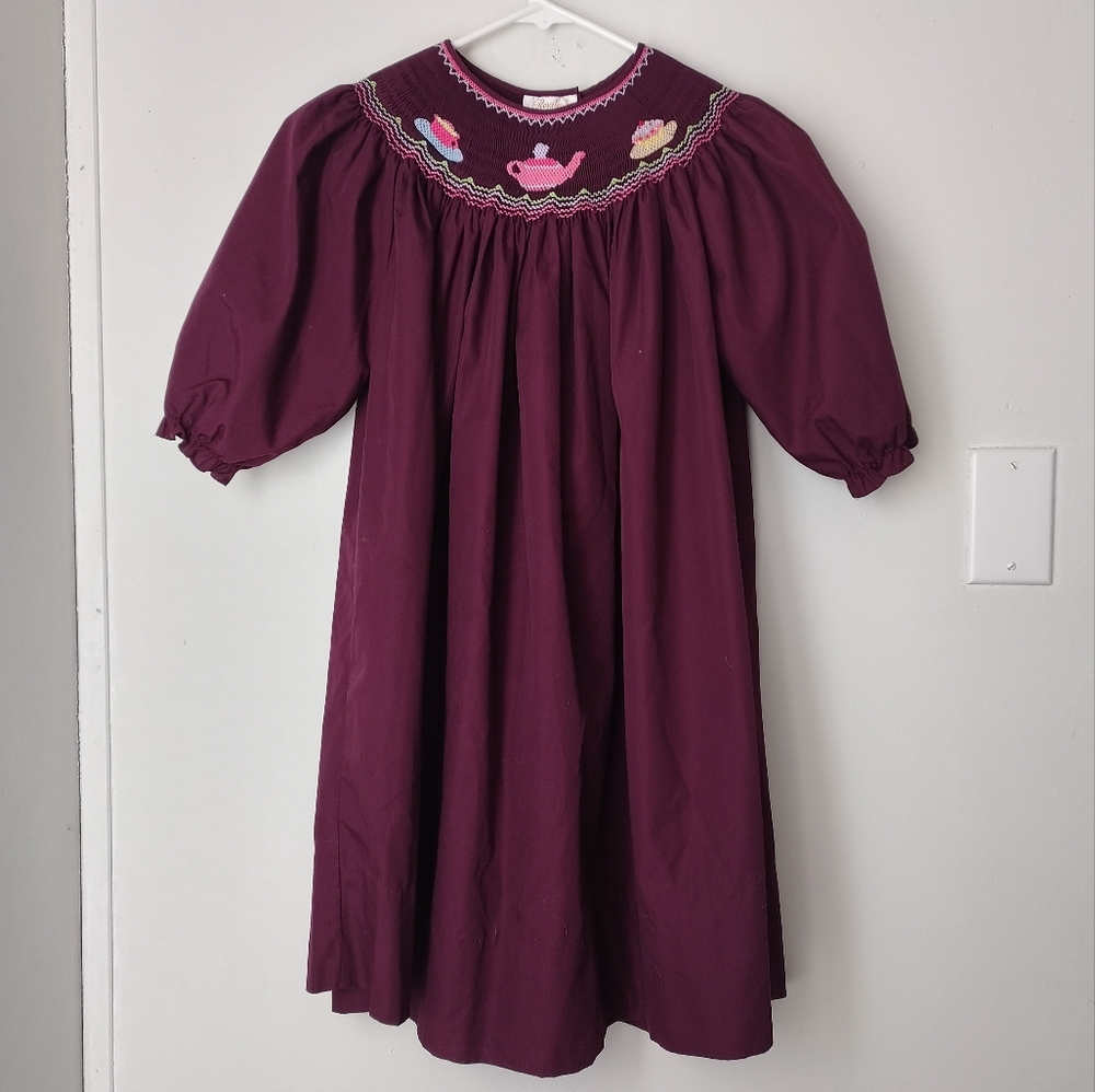 Rosalina Collections Darling Tea Party Smocked Dress Long Sleeve